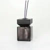 100ml Black Square Glass Reed Diffuser Bottle with Wooden Screw Cap