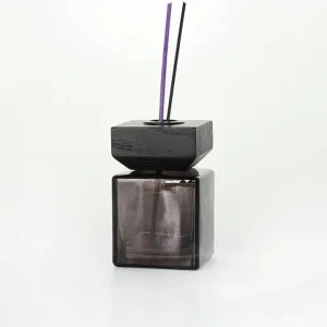 100ml Black Square Glass Reed Diffuser Bottle with Wooden Screw Cap