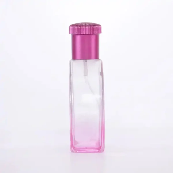 100ml Round Pink Perfume Bottle with Acrylic Bayonet Cap & Golden Aluminum Sprayer