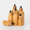 Botellas cuentagotas de vidrio con cubierta de bambú recargable vacía de 150ml para perfume de aceite esencial
