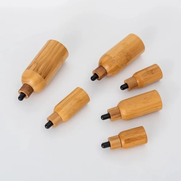50ml Empty Refillable Bamboo Cover Glass Dropper Bottles for Essential Oil Perfume
