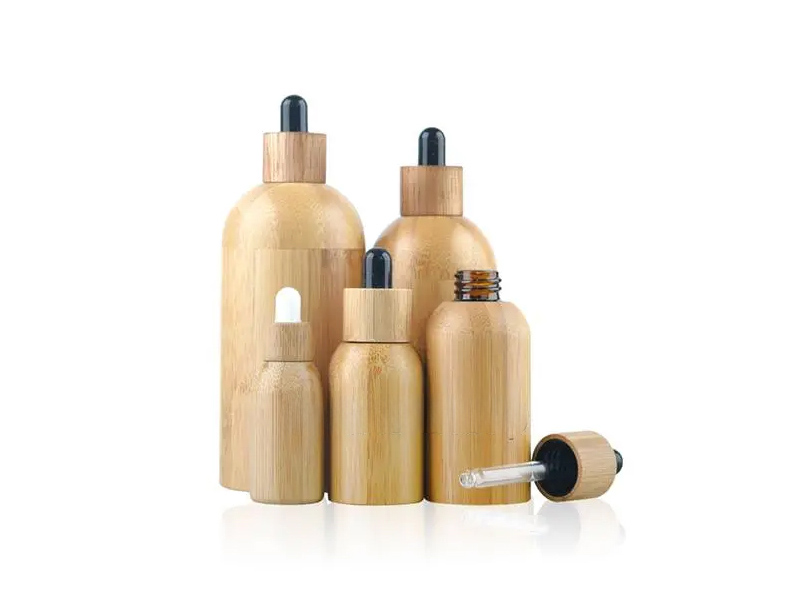 Bamboo essential oil bottles