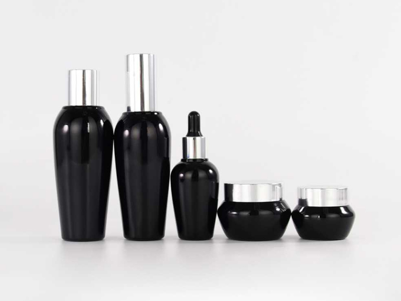 Black Glass Cosmetic Jar