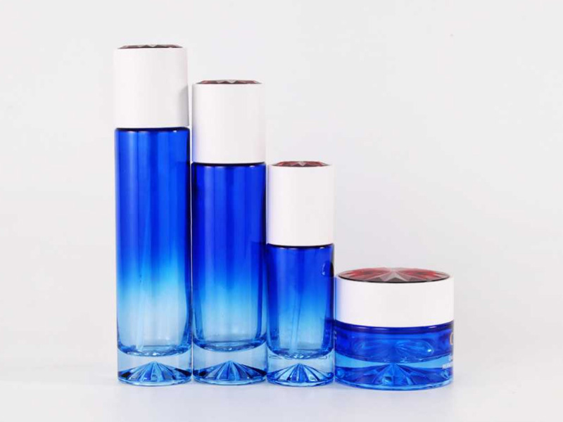 Tarro cosmético de vidrio azul