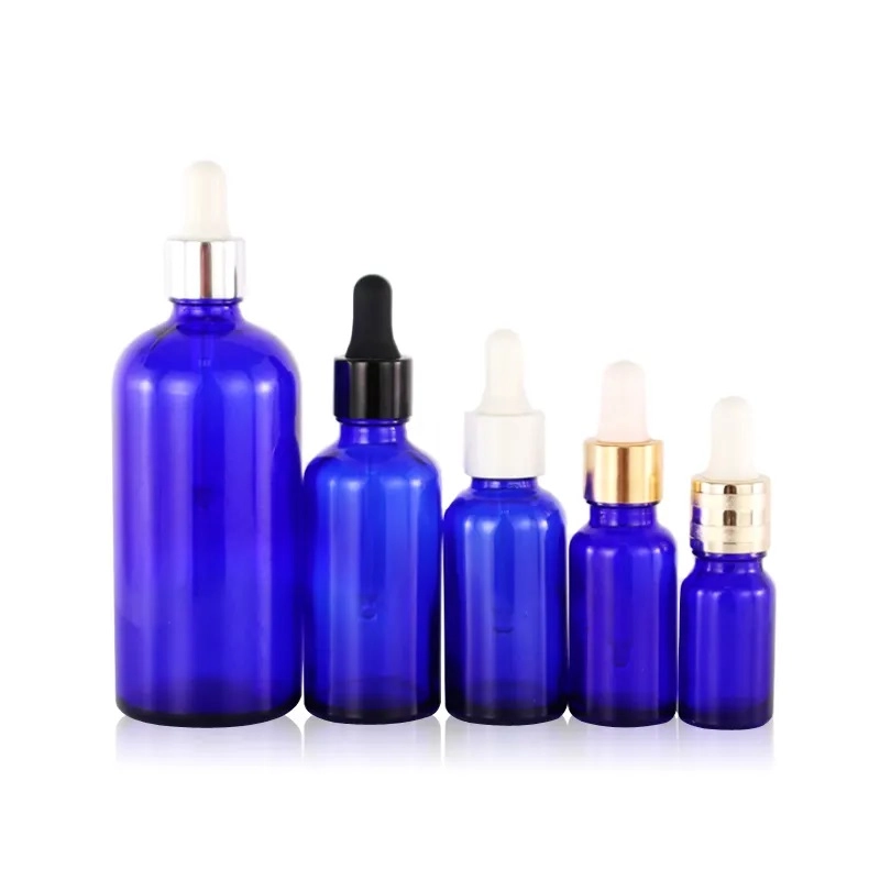 Customized Cobalt Blue Glass Essential Oil Dropper Bottles