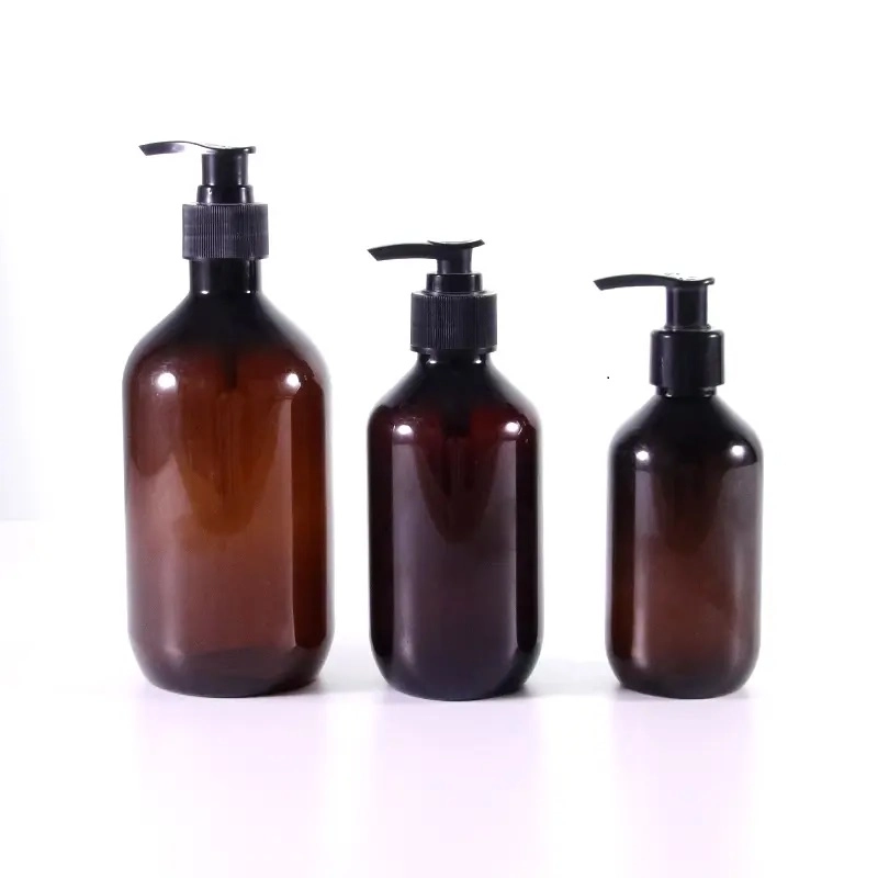 Empty Amber PET Lotion Pump Bottle