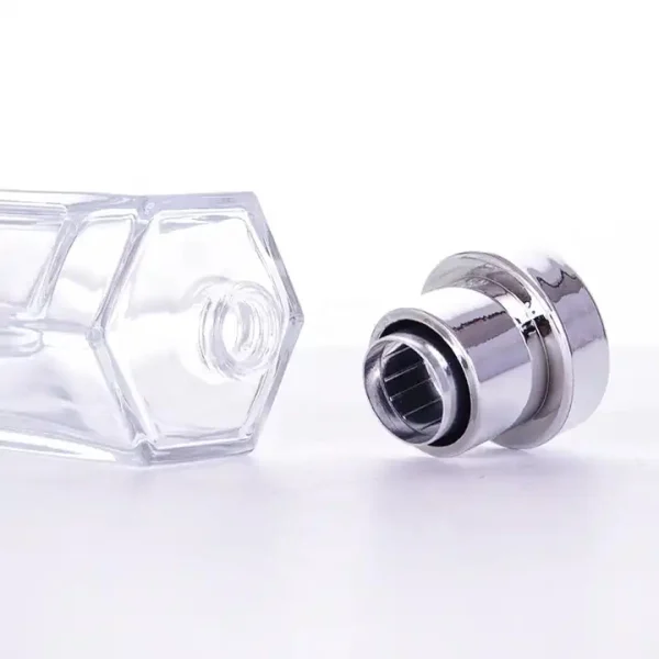 Hexagon Clear Glass Perfume Bottle with Crimp Neck cap