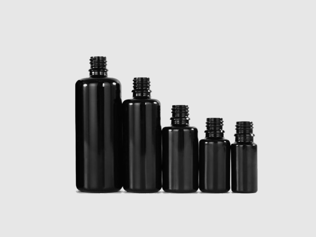 Botellas de vidrio violeta de hombro redondo