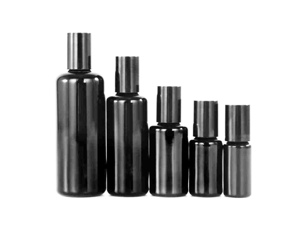 Black Glass Bottle with Plastic Screw Cap