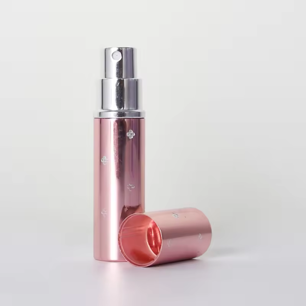 Mini flacone in vetro per profumo spray in alluminio ricaricabile rosa da 10 ml - immagine 2
