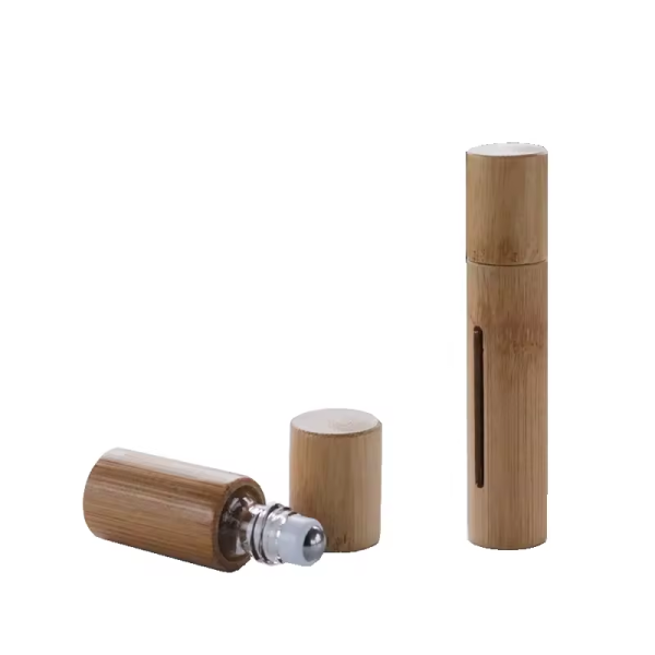 5ml 10ml Bamboo Housing Case Glass Essential Oil Roller Bottles