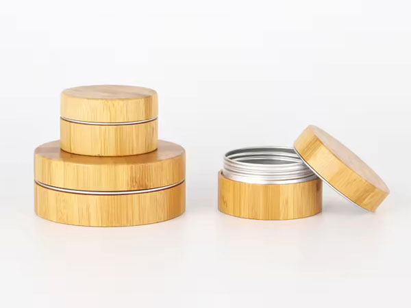 Aluminum Cream Jar with Bamboo Cover