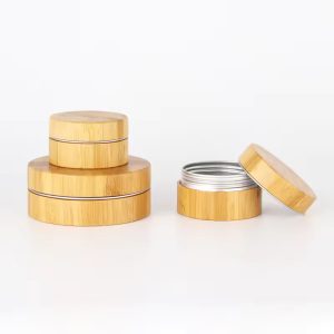 Aluminum Face Cream Jar with Bamboo Cover (1)