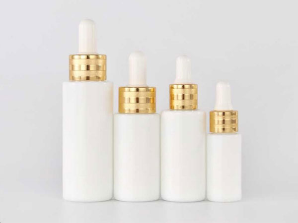 Flat Shoulder Opal White Glass Bottles