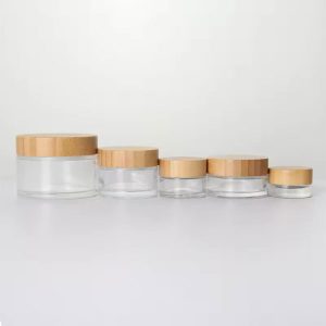 Forest Glass Cream Jar with Bamboo Lid (1)