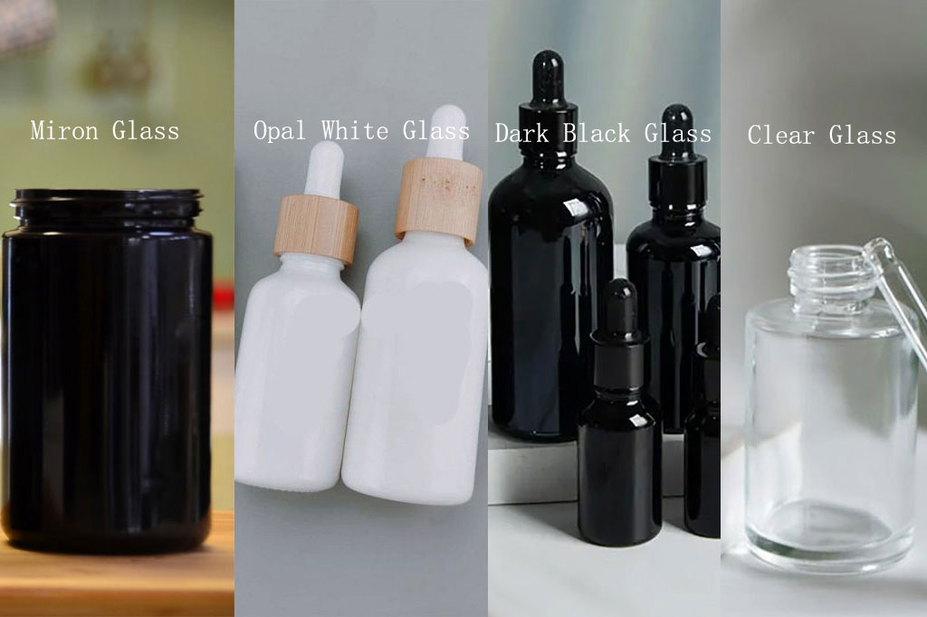 Miron Glass vs Opaque Black Glass vs Opal White Glass vs Clear Glass