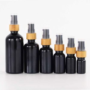 Opaque Black Boston Round Glass Bottle