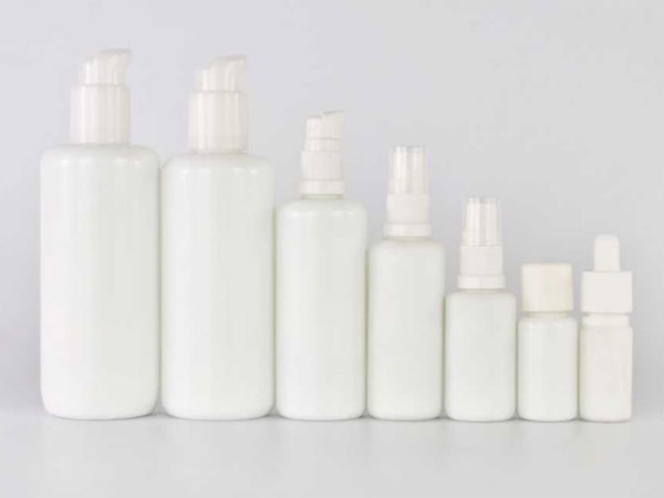 Round Shoulder Opal White Glass Bottles