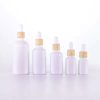 White Glass Essential Oil Bottles with Bamboo Grain Dropper