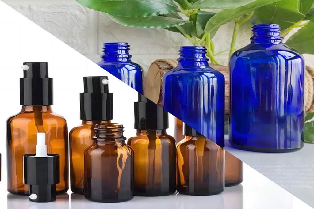 Cobalt Blue vs Amber Glass Bottles