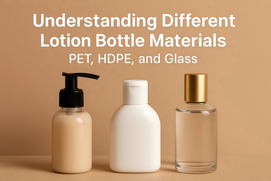 PET, HDPE, and Glass Lotion Bottle